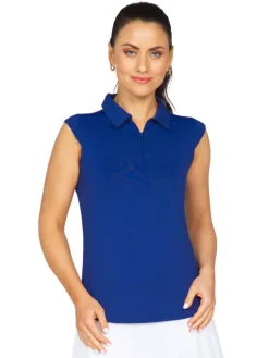 Ibkul Solid Sleeveless Polo - Navy