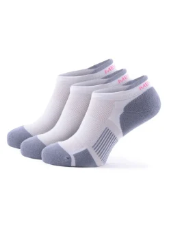 Meikan 3 Pack Womens Low Cut Coolmax Technical Sports Socks - White/Grey