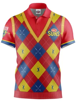 Official Afl Fairway Golf Polo Shirt - Gold Coast Suns