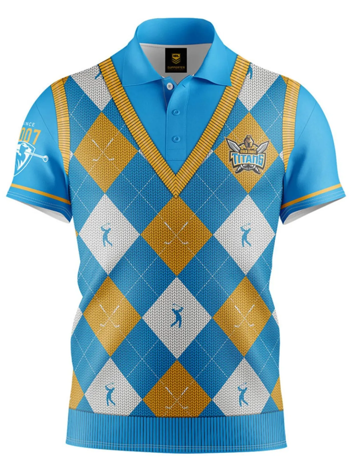 Official Nrl Fairway Golf Polo Shirt - Gold Coast Titans