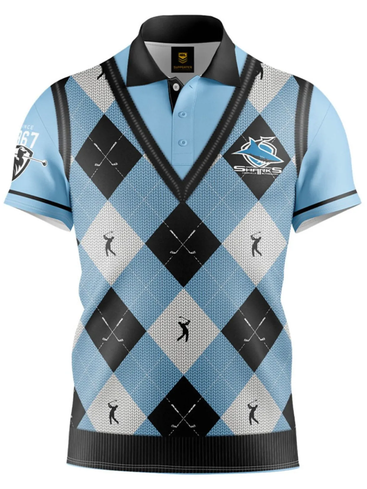 Official Nrl Fairway Golf Polo Shirt - Cronulla Sharks