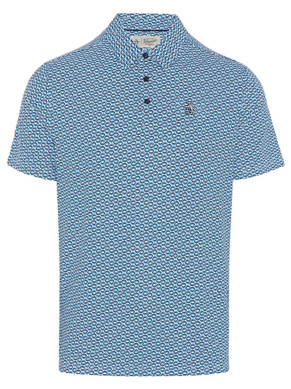 Original Penguin All Over Heritage Micro Geo Print Polo - Mediterranean Blue