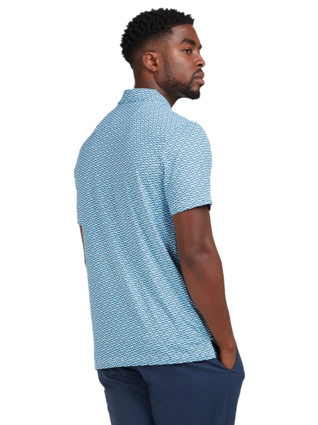 Original Penguin All Over Heritage Micro Geo Print Polo - Mediterranean Blue