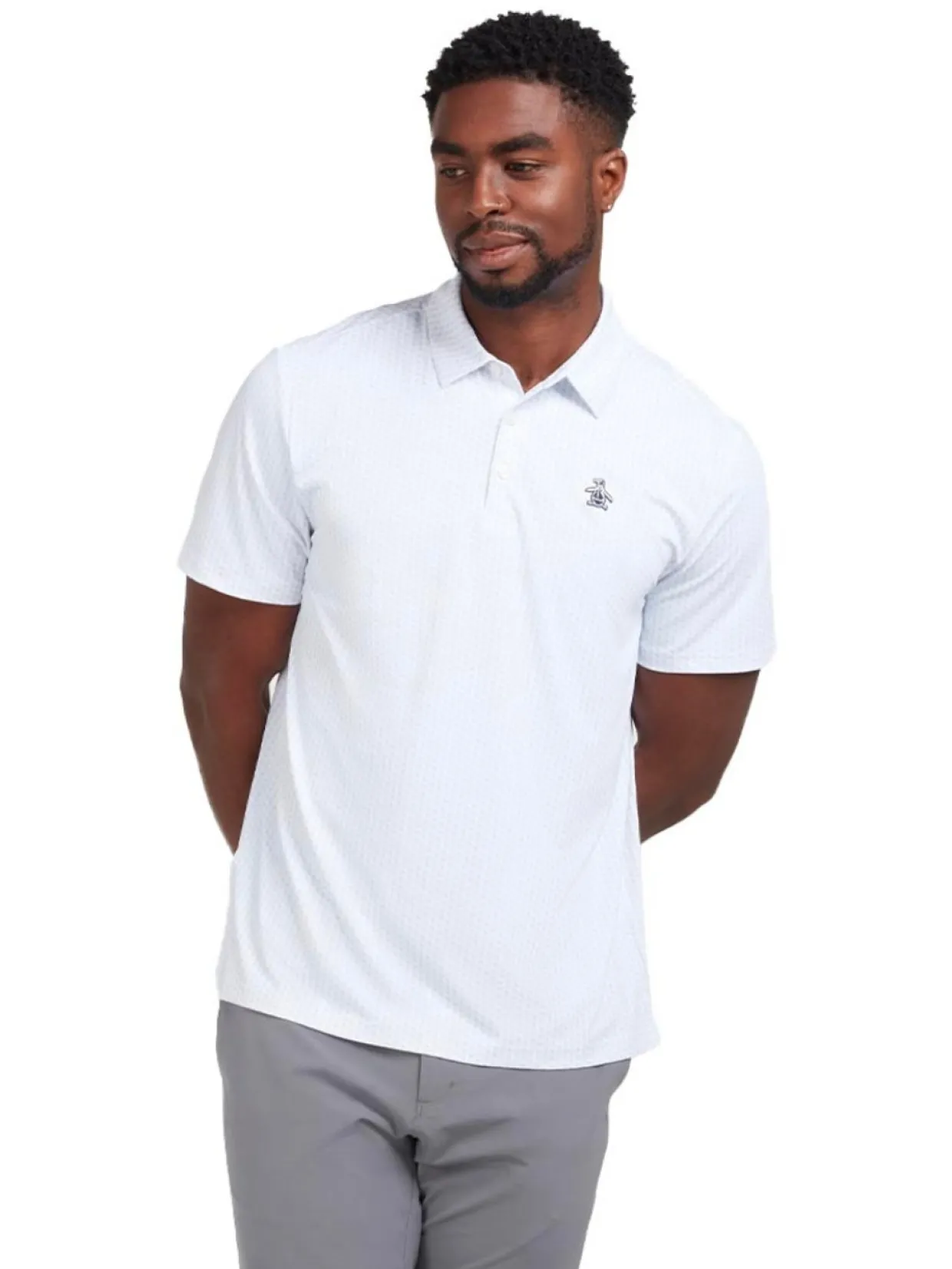 Original Penguin All-Over Pete Print Golf Polo - Bright White