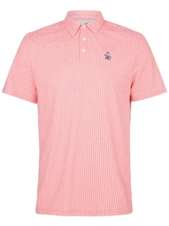 Original Penguin All-Over Pete Print Golf Polo - Strawberry Pink