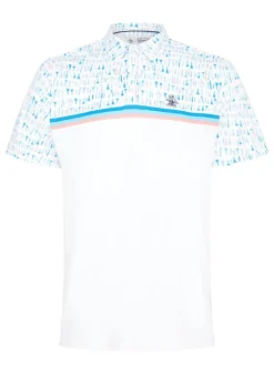 Original Penguin Engineered Broken Tees Novelty Block Print Polo - Bright White