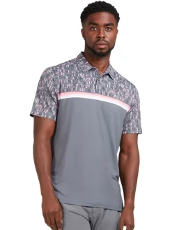 Original Penguin Engineered Broken Tees Novelty Block Print Polo - Quiet Shade