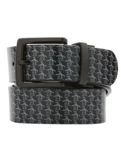 Original Penguin Reversible All Over Pete Printed Belt - Caviar