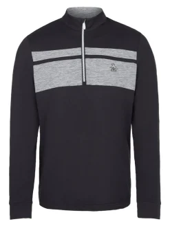 Original Penguin 1/4-Zip Heritage Block Pull Over - Caviar