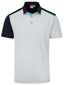 Ping Mack Tailored Fit Polo - Pearl Grey/Navy Multi