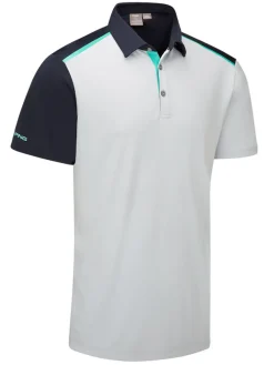 Ping Mack Tailored Fit Polo - Pearl Grey/Navy Multi