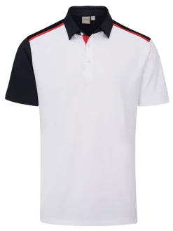 Ping Mack Tailored Fit Polo - White/Navy Multi