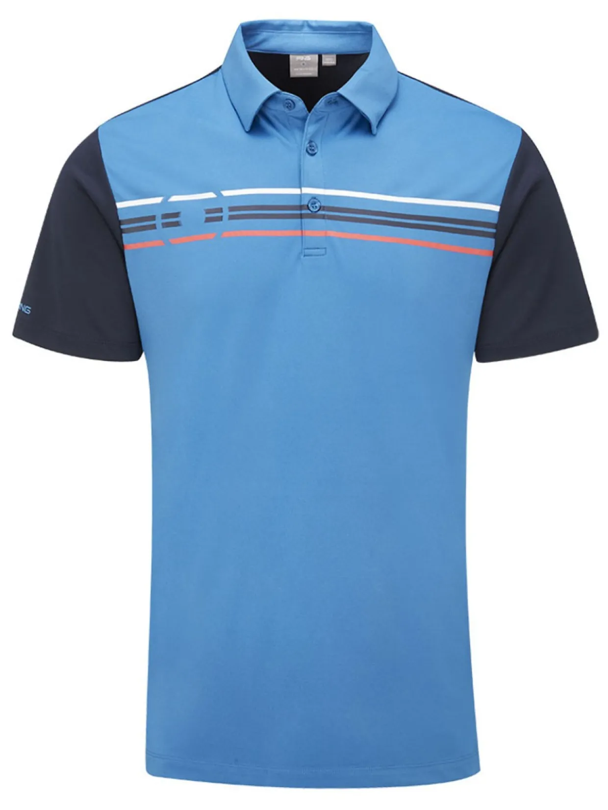 Ping Morten Tailored Fit Polo - Danube/Navy Multi