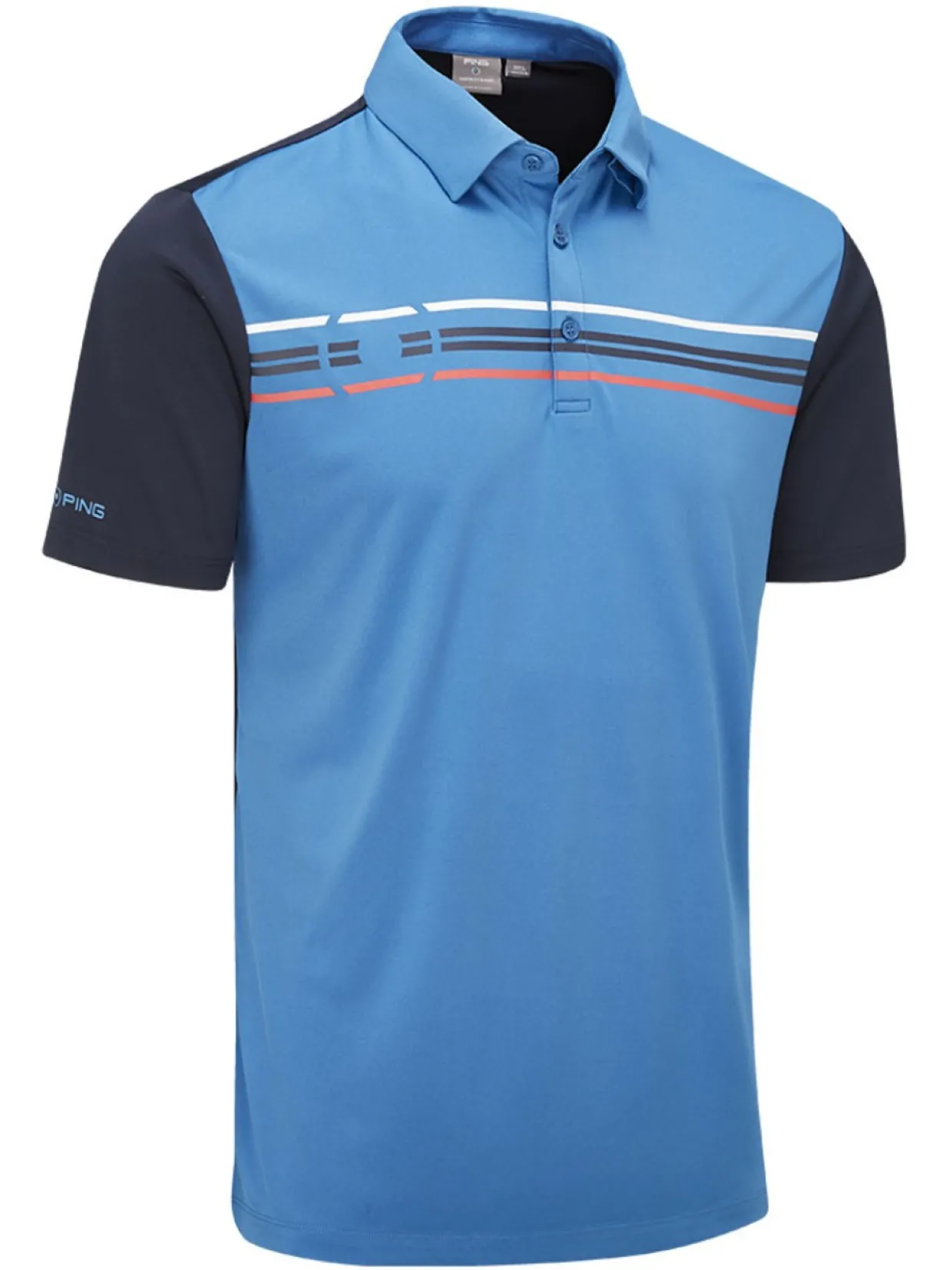 Ping Morten Tailored Fit Polo - Danube/Navy Multi