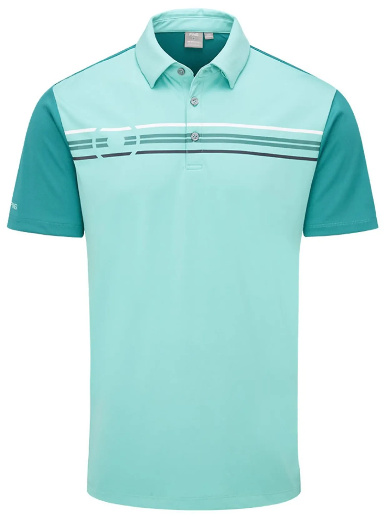 Ping Morten Tailored Fit Polo - Aquarius/Everglade Multi