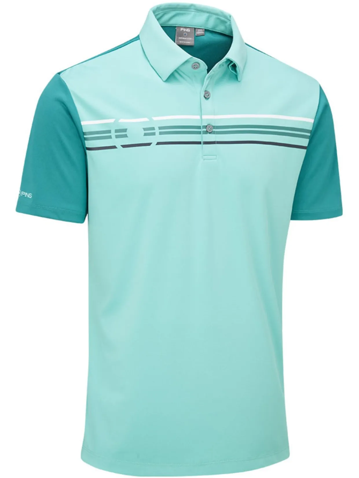 Ping Morten Tailored Fit Polo - Aquarius/Everglade Multi