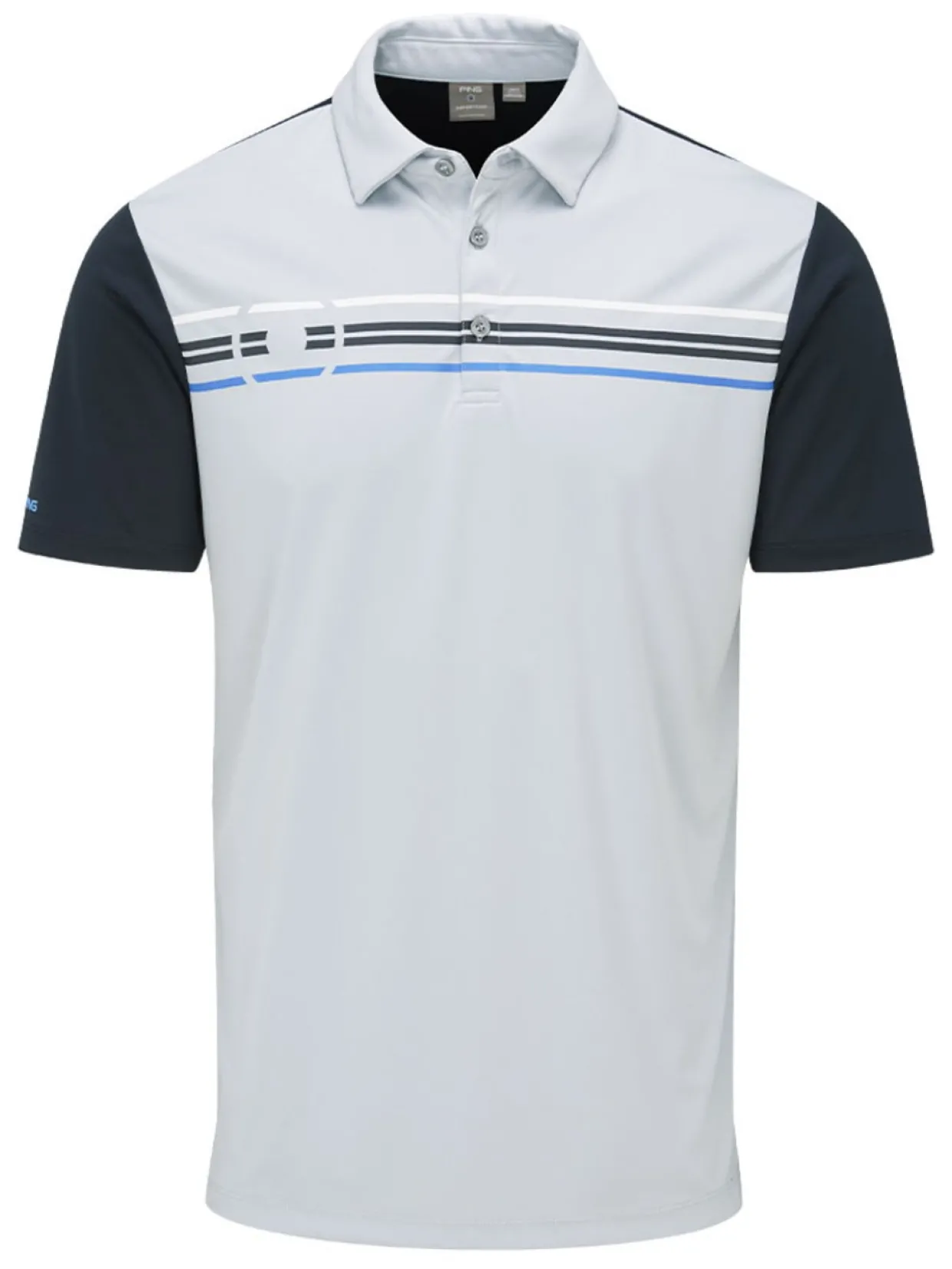 Ping Morten Tailored Fit Polo - Pearl Grey/Navy Multi