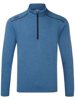 Ping Ramsey 1/2 Zip Ribbed Fleece - Snorkel Blue Marl
