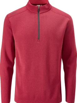 Ping Ramsey 1/2 Zip Ribbed Fleece - Rich Red Marl