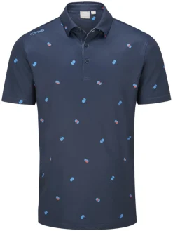 Ping Two Tone Tailored Fit Polo - Navy/Poppy Multi