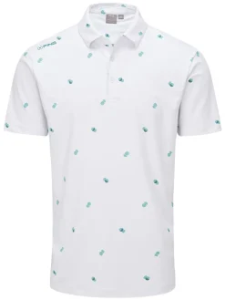 Ping Two Tone Tailored Fit Polo - White/Aquarius Multi