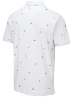 Ping Two Tone Tailored Fit Polo - White/Aquarius Multi