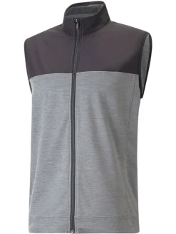 Puma Cloudspun Colorblock Golf Vest - Puma Black/Quiet Shade Heather