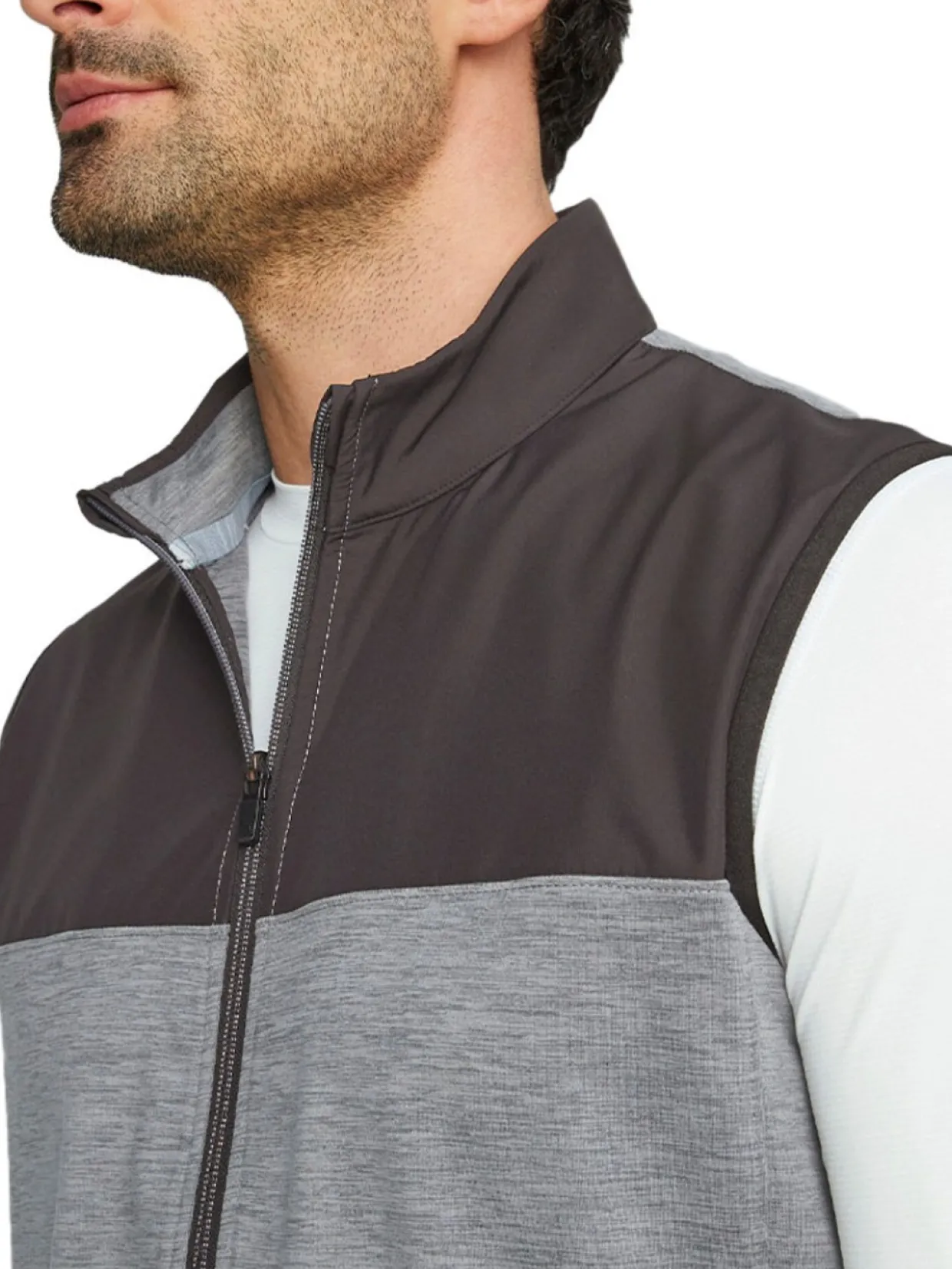 Puma Cloudspun Colorblock Golf Vest - Puma Black/Quiet Shade Heather