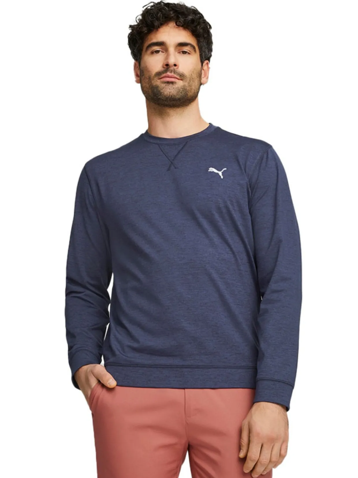 Puma Cloudspun Heather Golf Sweatshirt - Navy Blazer Heather