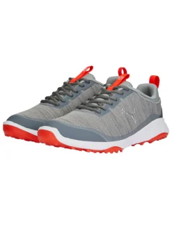 Puma Fusion Pro Wide Golf Shoes - Cool Mid Grey/Puma Silver/Red Blast
