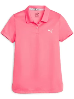 Puma Jr Girls Essential Golf Polo - Strawberry Burst