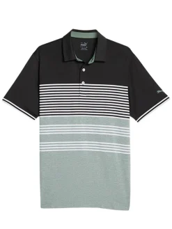 Puma Mattr Track Golf Polo - Black/Eucalyptus Heather
