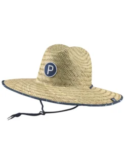 Puma Straw Sunbucket P Hat - Bright White/Navy Blazer