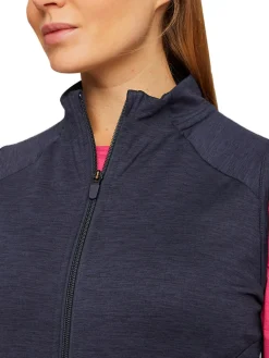 Puma Women'S Cloudspun Heather Full Zip Golf Vest - Navy Blazer Heather