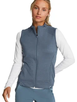 Puma Women'S Cloudspun Heather Full Zip Golf Vest - Evening Sky Heather