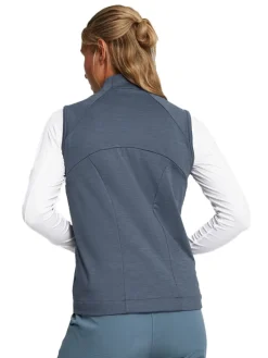 Puma Women'S Cloudspun Heather Full Zip Golf Vest - Evening Sky Heather