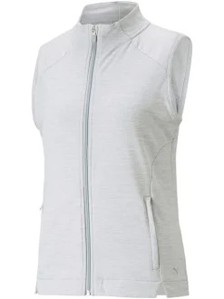 Puma Women'S Cloudspun Heather Full Zip Golf Vest - High Rise Heather