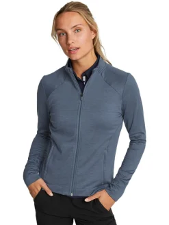 Puma Women'S Cloudspun Heather Full Zip Golf Jacket - Evening Sky Heather