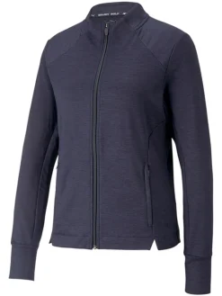Puma Women'S Cloudspun Heather Full Zip Golf Jacket - Navy Blazer Heather