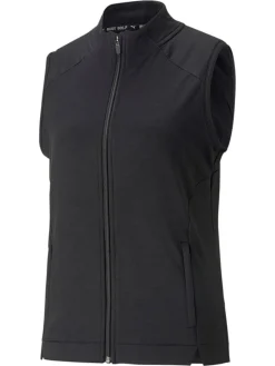 Puma Women'S Cloudspun Heather Full Zip Golf Vest - Puma Black Heather