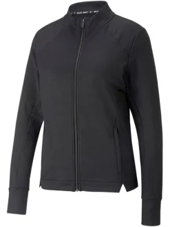 Puma Women'S Cloudspun Heather Full Zip Golf Jacket - Puma Black Heather