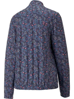 Puma Women'S Floral Cloudspun 1/4-Zip Golf Pullover - Navy Blazer/Loveable