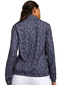 Puma Women'S Floral Cloudspun 1/4-Zip Golf Pullover - Navy Blazer/Loveable