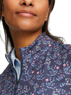 Puma Women'S Floral Cloudspun 1/4-Zip Golf Pullover - Navy Blazer/Loveable