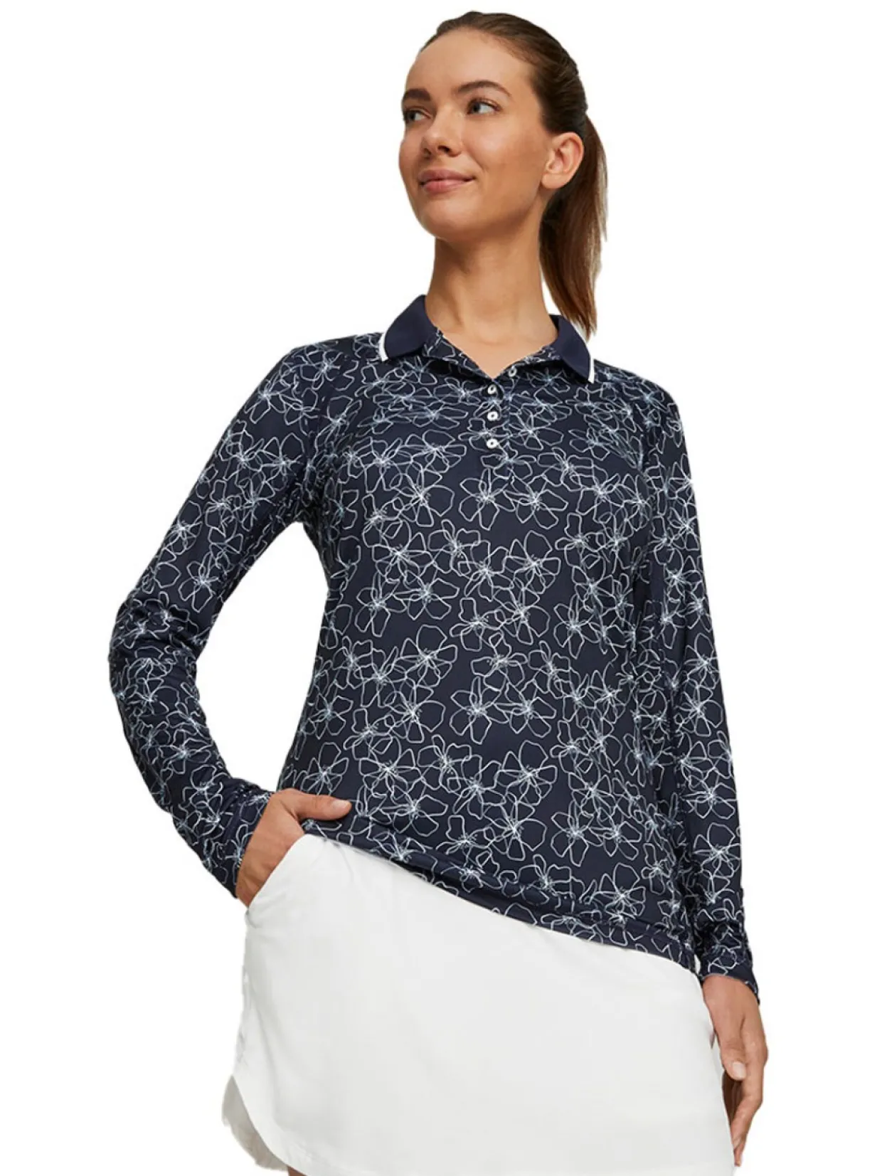 Puma Women'S Youv Island Golf Polo - Navy Blazer/Bright White