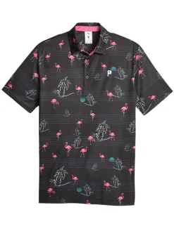 Puma X Palm Tree Crew Print Polo - Puma Black/Charming Pink