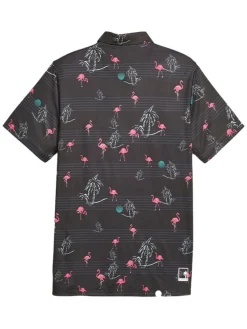 Puma X Palm Tree Crew Print Polo - Puma Black/Charming Pink
