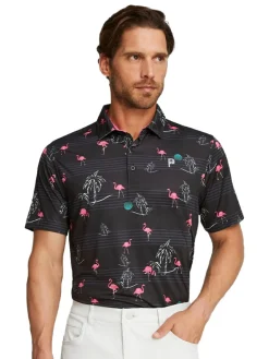 Puma X Palm Tree Crew Print Polo - Puma Black/Charming Pink