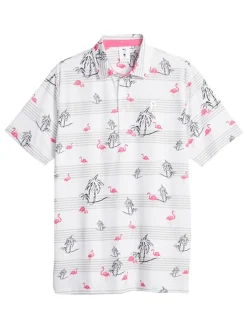 Puma X Palm Tree Crew Print Polo - White Glow/Charming Pink
