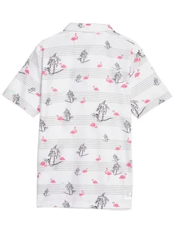 Puma X Palm Tree Crew Print Polo - White Glow/Charming Pink